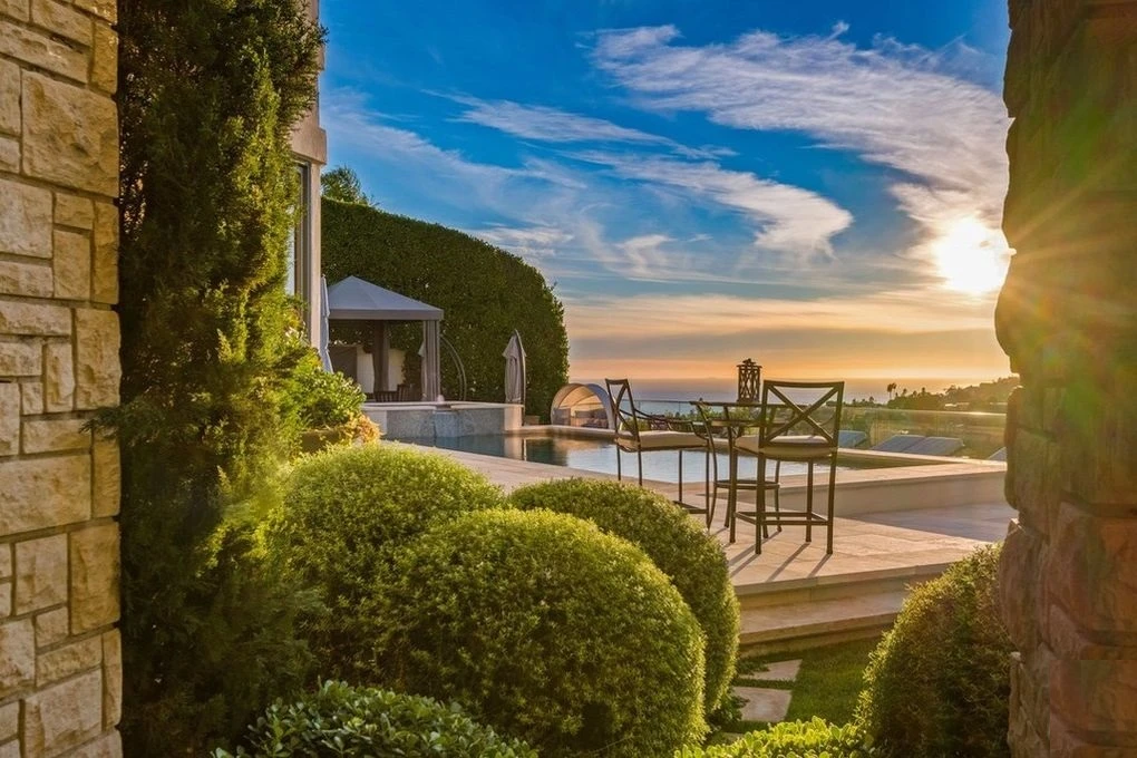 mediterranean home brentwood garden path ocean view